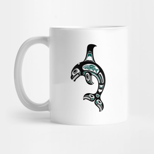 Teal Blue and Black Haida Spirit Killer Whale by jeffbartels